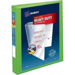 imageAvery HeavyDuty View 3 Ring Binder 15quot One Touch EZD Rings 1 Chartreuse Binder 79773Chartreuse