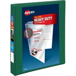 imageAvery HeavyDuty View 3 Ring Binder 2 Inch One Touch EZD Rings 540Sheet Capacity 28 Inch Wide Spine Customizable Clear Cover and Spine 1 Green Binder 79683Green