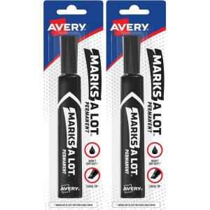 imageAvery MarksALot Permanent Markers Regular DeskStyle Size Chisel Tip Water and Wear Resistant 12 Blue Markers 07886Black