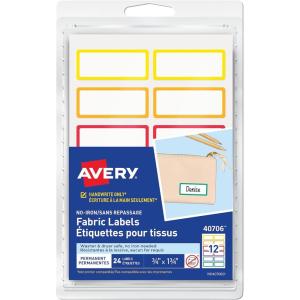 imageAvery NoIron Fabric Labels 12quot x 134quot Washer and DryerSafe Waterproof Labels NonPrintable 54 Total 40720Rainbow Borders Designs