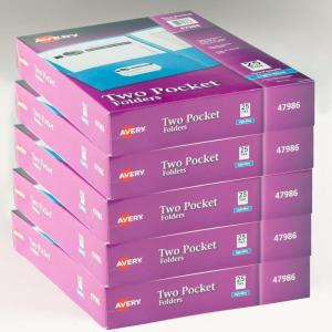 imageAvery Two Pocket Folders Holds up to 40 Sheets Business Card Slot 25 Light Blue Folders 47986125 pack