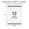 imageAvery Dissolvable Heart Labels Sure Feed Technology 2932quot x 12732quot Matte White PrinttoTheEdge LaserInkjet Printable 300 Labels Total120 labels