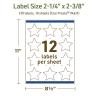 imageAvery Dissolvable Star Labels Sure Feed Technology 214quot x 238quot Matte White PrinttoTheEdge LaserInkjet Printable 300 Labels Total120 labels