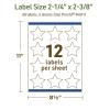 imageAvery Dissolvable Star Labels Sure Feed Technology 214quot x 238quot Matte White PrinttoTheEdge LaserInkjet Printable 300 Labels Total60 labels