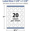 imageAvery Glossy White Heart Labels Sure Feed Technology 15quot x 15quot 200 Glossy White Labels PrinttoTheEdge Permanent Adhesive LaserInkjet Printable500 labels
