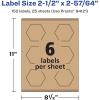 imageAvery Kraft Brown Hexagon Labels Sure Feed Technology 212quot x 25764quot 150 Kraft Brown Labels PrinttoTheEdge LaserInkjet Printable150 labels