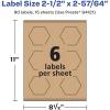 imageAvery Kraft Brown Hexagon Labels Sure Feed Technology 212quot x 25764quot 150 Kraft Brown Labels PrinttoTheEdge LaserInkjet Printable90 labels