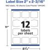 imageAvery Matte White Removable Arched Square Labels Sure Feed Technology PrinttoTheEdge 2quot x 2316quot 180 Removable Labels LaserInkjet Printable180 labels