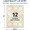 imageAvery Pearlized Ivory Arched Square Labels Sure Feed Technology PrinttoTheEdge 2quot x 2316quot 120 Pearlized Ivory Labels LaserInkjet Printable1 200 labels