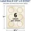 imageAvery Pearlized Ivory Hexagon Labels Sure Feed Technology PrinttoTheEdge 212quot x 25764quot 60 Pearlized Ivory Labels LaserInkjet Printable300 labels