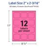 imageAvery Printable Arched Square Labels with Sure Feed Technology 2quot x 2316quot Bright Pink PrinttoTheEdge LaserInkjet 240 Total120 labels