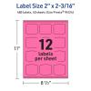 imageAvery Printable Arched Square Labels with Sure Feed Technology 2quot x 2316quot Bright Pink PrinttoTheEdge LaserInkjet 240 Total480 labels