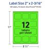 imageAvery Printable Arched Square Labels with Sure Feed Technology 2quot x 2316quot Neon Green PrinttoTheEdge LaserInkjet 240 Total120 labels