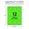 imageAvery Printable Arched Square Labels with Sure Feed Technology 2quot x 2316quot Neon Green PrinttoTheEdge LaserInkjet 240 Total960 labels