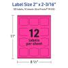 imageAvery Printable Arched Square Labels with Sure Feed Technology 2quot x 2316quot Neon Magenta PrinttoTheEdge LaserInkjet 240 Total120 labels