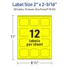 imageAvery Printable Arched Square Labels with Sure Feed Technology 2quot x 2316quot Neon Yellow PrinttoTheEdge LaserInkjet 240 Total120 labels