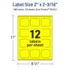imageAvery Printable Arched Square Labels with Sure Feed Technology 2quot x 2316quot Neon Yellow PrinttoTheEdge LaserInkjet 240 Total480 labels