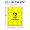 imageAvery Printable Arched Square Labels with Sure Feed Technology 2quot x 2316quot Neon Yellow PrinttoTheEdge LaserInkjet 240 Total960 labels