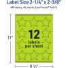 imageAvery Printable Star Labels Sure Feed Technology 214quot x 238quot Bright Green Labels PrinttoTheEdge LaserInkjet 120 Total Great for Reward Stickers and Mailing Seals480 labels