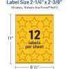 imageAvery Printable Star Labels Sure Feed Technology 214quot x 238quot Bright Yellow Labels PrinttoTheEdge LaserInkjet 120 Total Great for Reward Stickers and Mailing Seals120 labels
