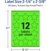 imageAvery Printable Star Labels Sure Feed Technology 214quot x 238quot Neon Green Labels PrinttoTheEdge LaserInkjet 120 Total Great for Reward Stickers and Mailing Seals120 labels