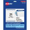 imageAvery Durable Waterproof Oval Scalloped Labels Sure Feed Technology 118quot x 214quot 210 Total Oil and TearResistant Waterproof Labels PrinttoTheEdge LaserPigmentBased Inkjet Printable1 050 labels