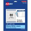 imageAvery Glossy White Star Labels Sure Feed Technology 34quot x 34quot 800 Glossy White Labels PrinttoTheEdge Permanent Adhesive LaserInkjet Printable800 labels