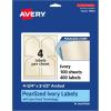 imageAvery Pearlized Ivory Arched Labels Sure Feed Technology PrinttoTheEdge 475quot x 35quot 40 Pearlized Ivory Labels LaserInkjet Printable400 labels