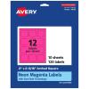 imageAvery Printable Arched Square Labels with Sure Feed Technology 2quot x 2316quot Neon Magenta PrinttoTheEdge LaserInkjet 240 Total120 labels
