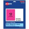imageAvery Printable Star Labels Sure Feed Technology 214quot x 238quot Neon Magenta Labels PrinttoTheEdge LaserInkjet 120 Total Great for Reward Stickers and Mailing Seals120 labels