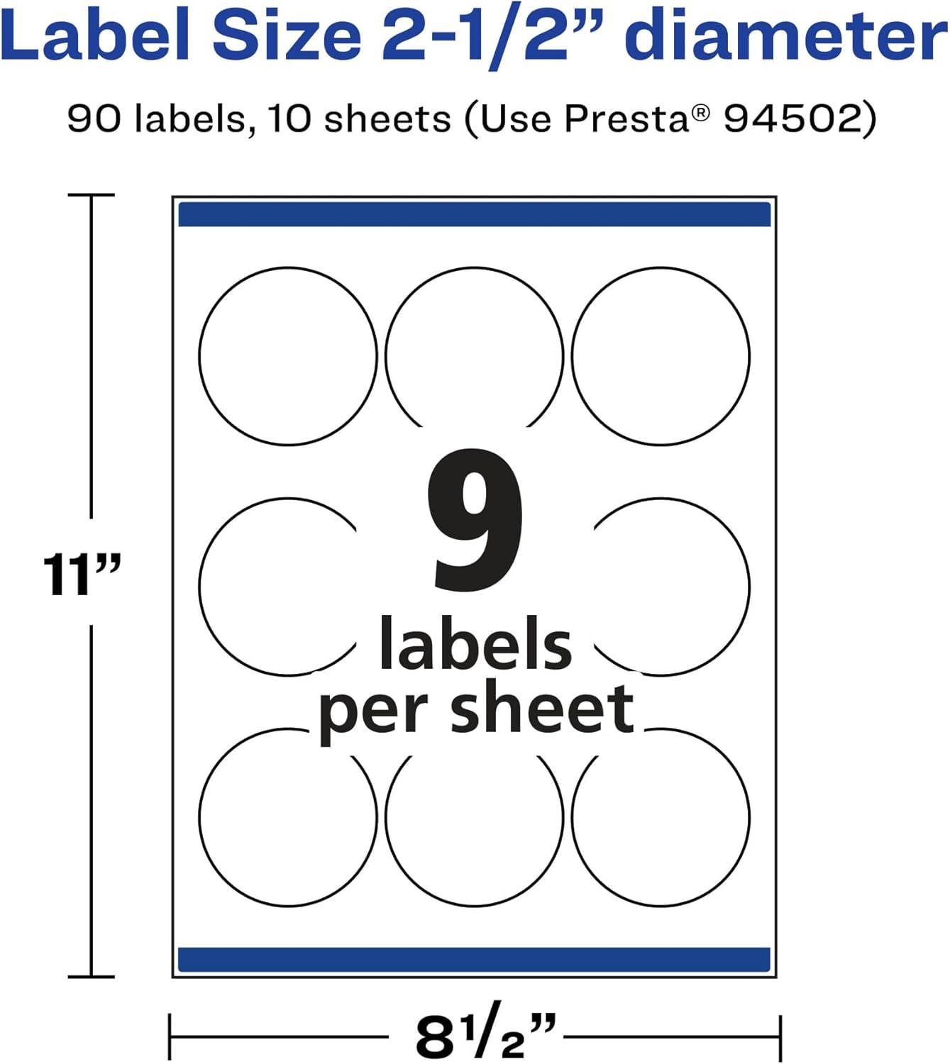 imageAvery Matte Clear Round Labels Sure Feed Technology 25quot Diameter 90 Matte Clear Labels PrinttoTheEdge LaserInkjet Printable90 labels