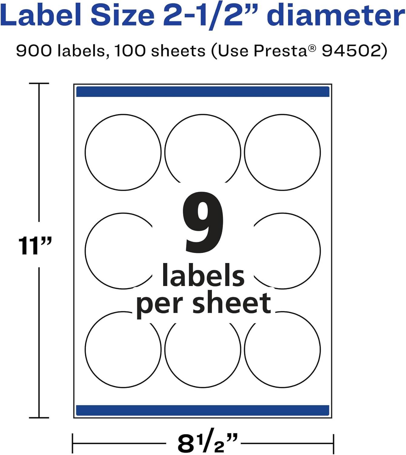 imageAvery Matte Clear Round Labels Sure Feed Technology 25quot Diameter 90 Matte Clear Labels PrinttoTheEdge LaserInkjet Printable900 labels