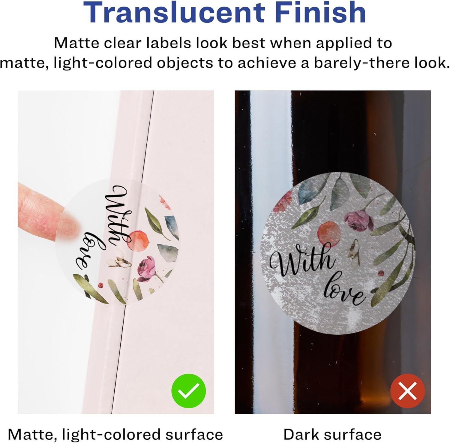 imageAvery Matte Clear Round Labels Sure Feed Technology 25quot Diameter 90 Matte Clear Labels PrinttoTheEdge LaserInkjet Printable900 labels