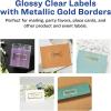 imageAvery Glossy Clear Labels Metallic Gold Borders 1quot x 258quot Rectangle Labels 180 Total LaserInkjet Printable 6550Glossy Clear Gold Borders