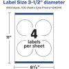 imageAvery Glossy Clear Round Labels Sure Feed Technology 35quot Diameter 40 Glossy Clear Labels PrinttoTheEdge LaserInkjet Printable400 labels
