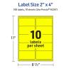 imageAvery Printable Rectangle Labels Sure Feed Technology 2quot x 4quot Neon Yellow Labels LaserInkjet Printable 100 Total Great for Mailing and Candles100 labels