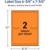 imageAvery Printable Rectangle Labels Sure Feed Technology 434quot x 734quot Bright Orange Labels PrinttoTheEdge LaserInkjet Printable 20 Total Great for Shipping and Packaging80 labels
