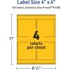 imageAvery Printable Square Labels Sure Feed Technology 4quot x 4quot Bright Yellow Labels LaserInkjet Printable 40 Total Great for Packaging and Ingredients160 labels