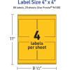 imageAvery Printable Square Labels Sure Feed Technology 4quot x 4quot Bright Yellow Labels LaserInkjet Printable 40 Total Great for Packaging and Ingredients80 labels