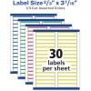 imageAvery TrueBlock File Folder Labels 23quot x 3716quot 750 Printable Labels Assorted Colors Permanent 5266067 x 343 Inches Pack of 10