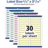 imageAvery TrueBlock File Folder Labels 23quot x 3716quot 750 Printable Labels Assorted Colors Permanent 526623 in X 3716 in