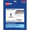 imageAvery Glossy Clear Round Labels with Sure Feed 3quot Diameter 60 Glossy Clear Labels PrinttoTheEdge LaserInkjet Printable150 labels