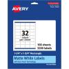 imageAvery Matte White Rectangle Labels Sure Feed Technology 125quot x 175quot 800 Matte White Printable Labels3 200 Labels