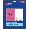 imageAvery Printable Rectangle Labels Sure Feed Technology 12quot x 134quot Bright Pink Labels PrinttoTheEdge LaserInkjet Printable 600 Total Great for Jars and More4 800 labels
