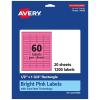imageAvery Printable Rectangle Labels Sure Feed Technology 12quot x 134quot Bright Pink Labels PrinttoTheEdge LaserInkjet Printable 600 Total Great for Jars and More1 200 labels