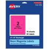 imageAvery Printable Rectangle Labels Sure Feed Technology 4quot x 6quot Neon Magenta Labels PrinttoTheEdge LaserInkjet Printable 20 Total Great for Shipping and Packaging20 labels