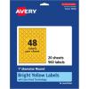 imageAvery Printable Round Labels Sure Feed Technology 1quot Diameter Bright Yellow Labels PrinttoTheEdge LaserInkjet 480 Total Great for Price Stickers and Mailing Seals960 labels
