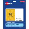 imageAvery Printable Round Labels Sure Feed Technology 1quot Diameter Bright Yellow Labels PrinttoTheEdge LaserInkjet 480 Total Great for Price Stickers and Mailing Seals1 920 labels