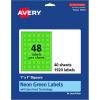 imageAvery Printable Square Labels Sure Feed Technology 1quot x 1quot Neon Green Labels PrinttoTheEdge LaserInkjet Printable 480 Total Great for Soaps and QR Codes1 920 labels