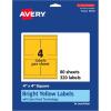 imageAvery Printable Square Labels Sure Feed Technology 4quot x 4quot Bright Yellow Labels LaserInkjet Printable 40 Total Great for Packaging and Ingredients320 labels